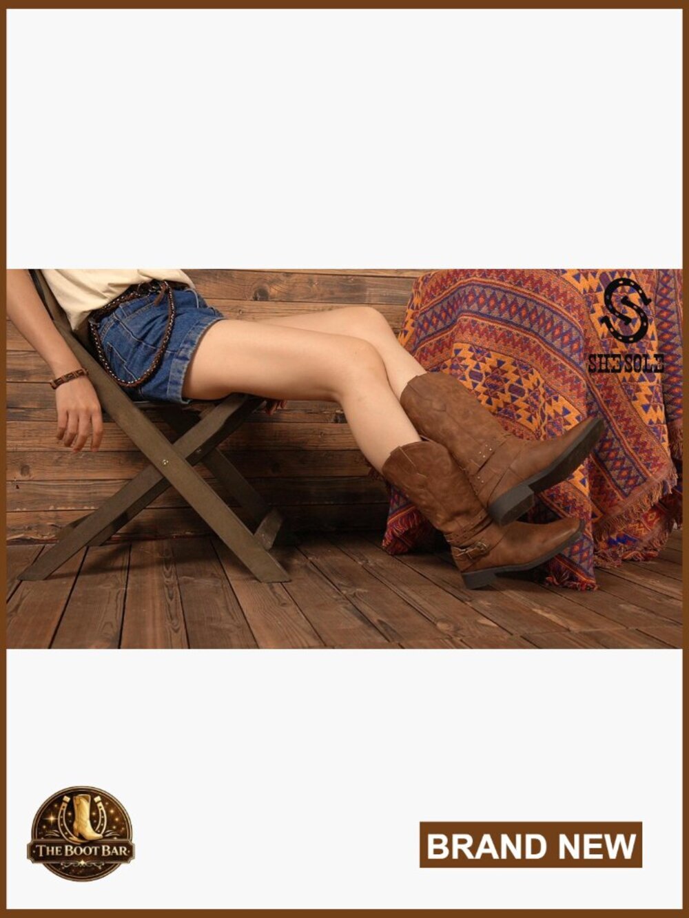 Faux Leather Square Toe Cowboy Boots with Detachable Buckles Pull On - Picture 7 of 7
